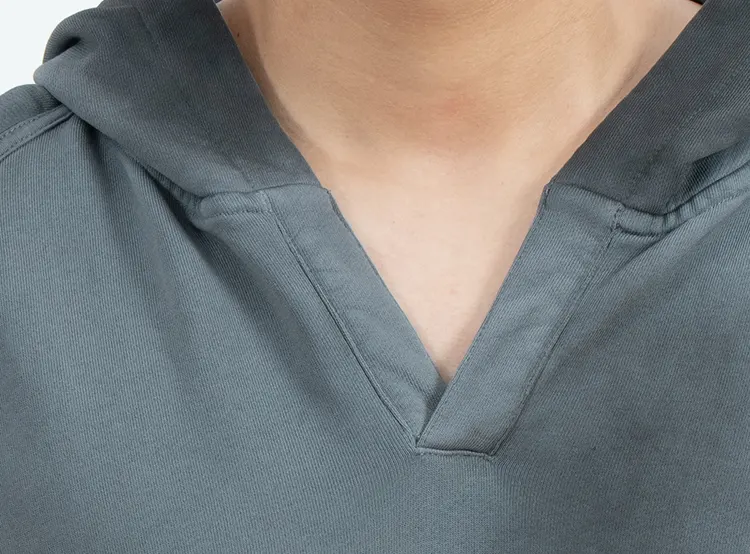 Oversized V-Neck Pullover Hoodie with Sleeve Panels and Kangaroo Pocket