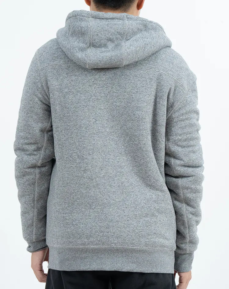 Grey Zip-Up Hoodie with Cream Plush Hood Lining